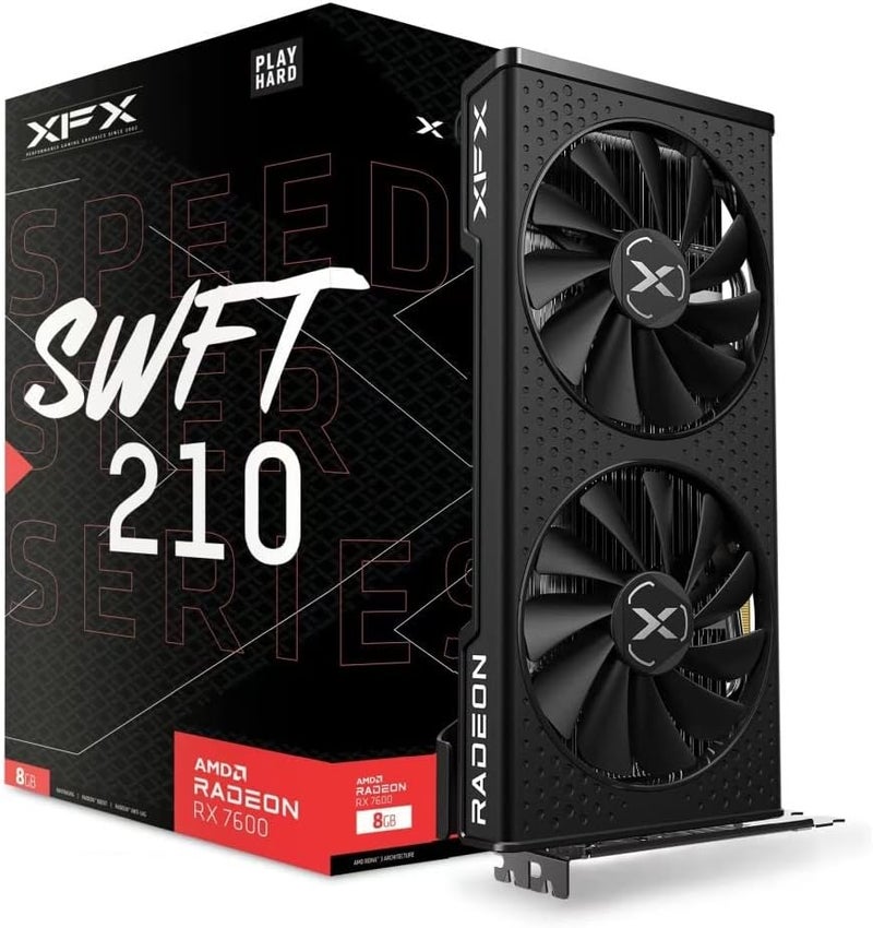 XFX بطاقة الرسوميات Speedster SWFT210 Radeon RX 7600 بسعة 8GB GDDR6 HDMI 3xDP، AMD RDNA 3 RX-76PSWFTFY - Image 1